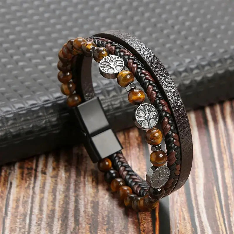 Classic Hand-Woven Leather Men Bracelets