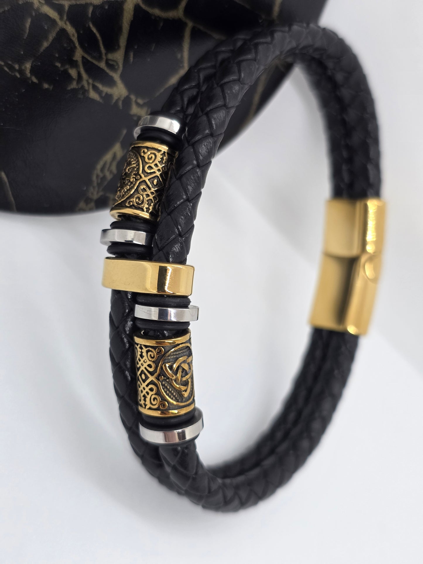 Viking style leather bracelet