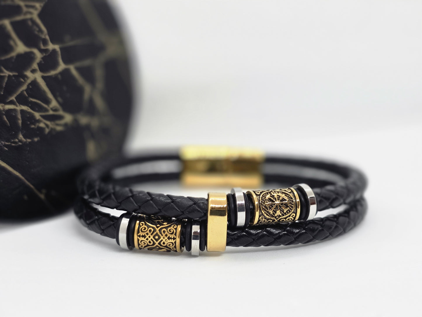 Viking style leather bracelet