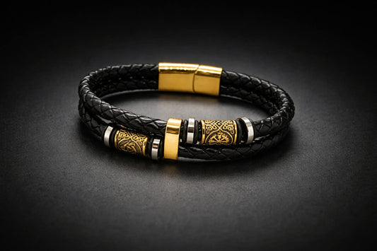 Viking style leather bracelet