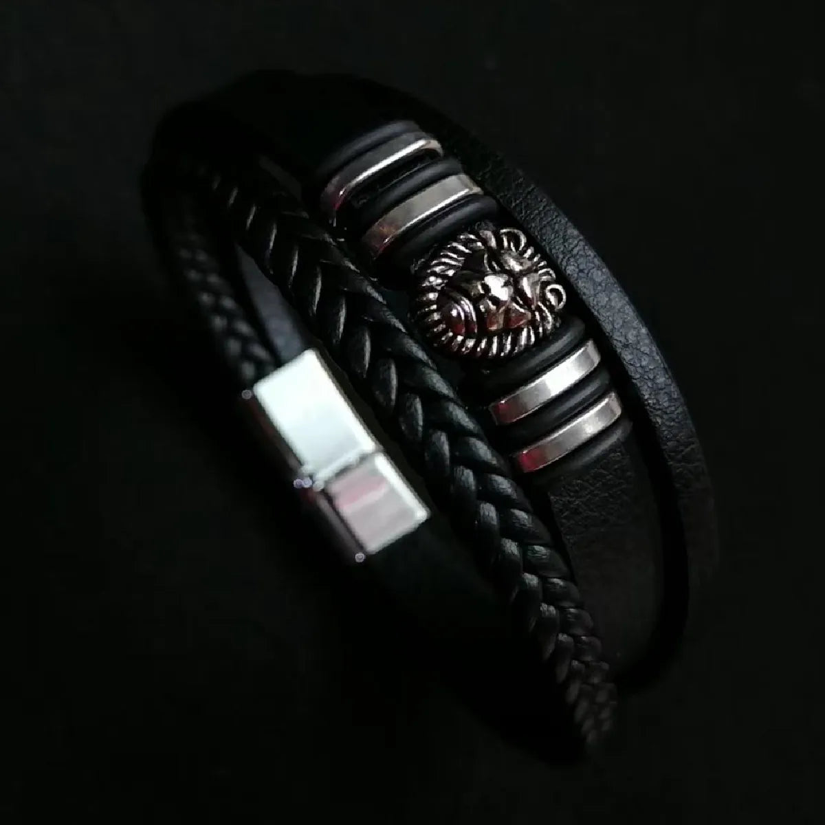 Unique Design, Vintage Men Leather Bracelet 21 cm
