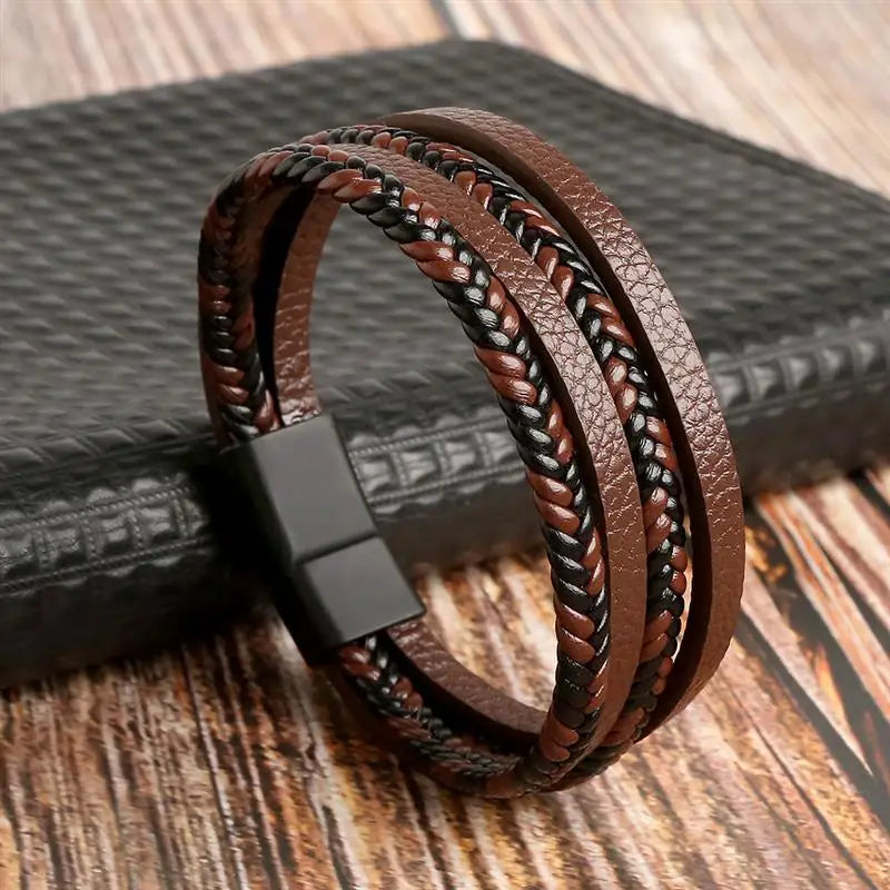 Classic Hand-Woven Leather Men Bracelets