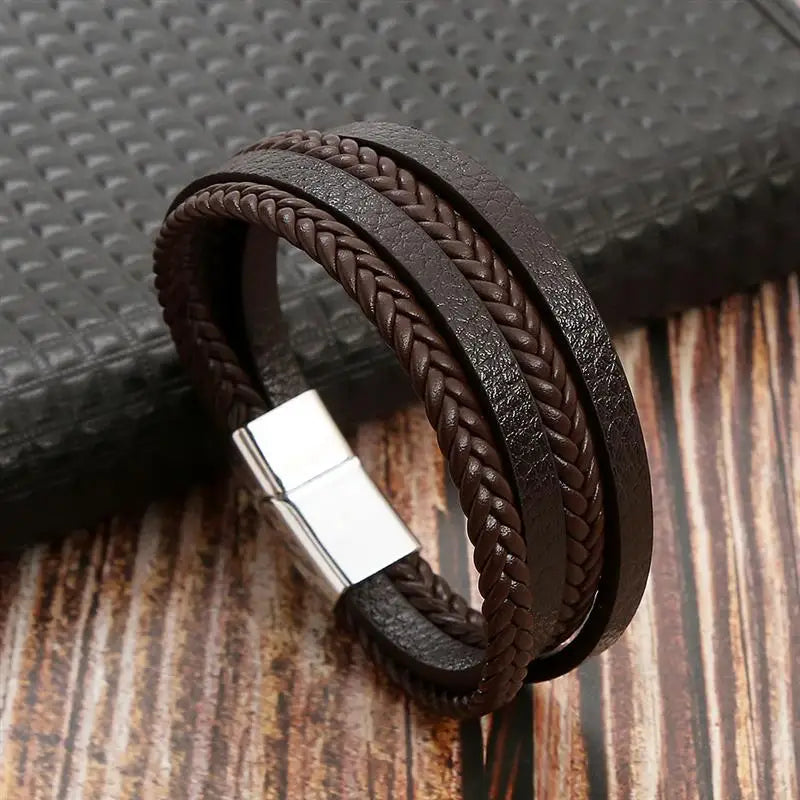 Classic Hand-Woven Leather Men Bracelets