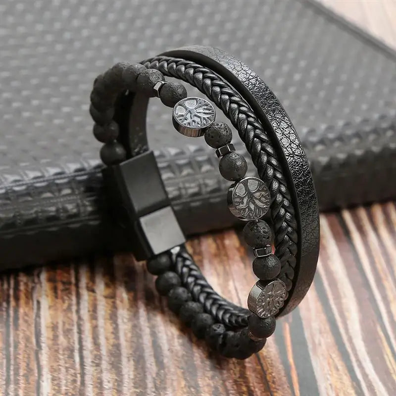 Classic Hand-Woven Leather Men Bracelets