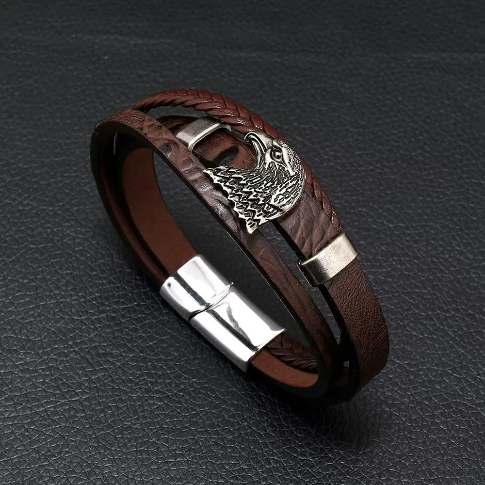 Unique Design, Vintage Men Leather Bracelet 21 cm
