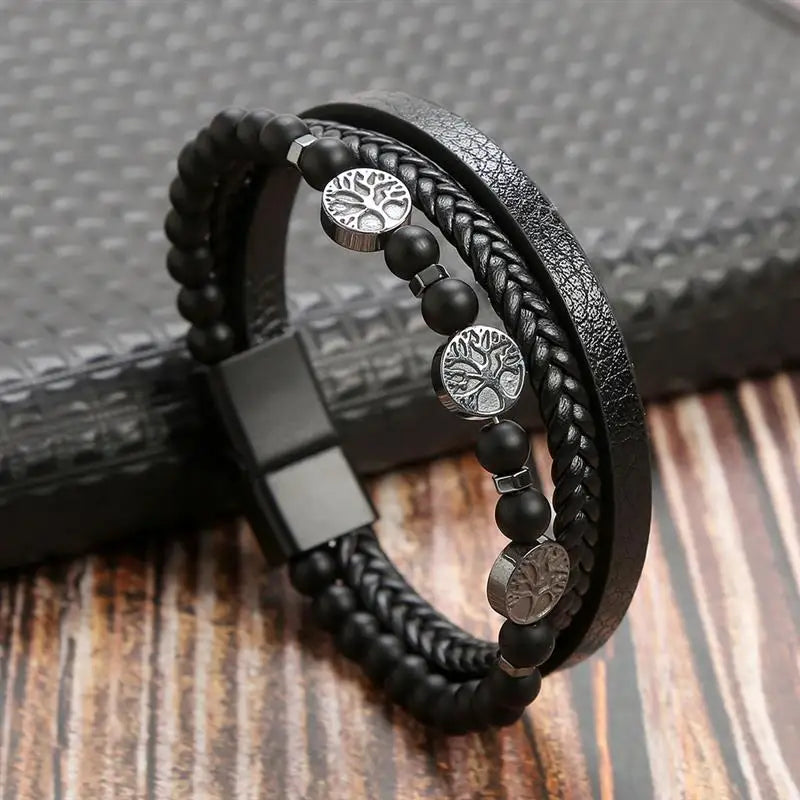 Classic Hand-Woven Leather Men Bracelets