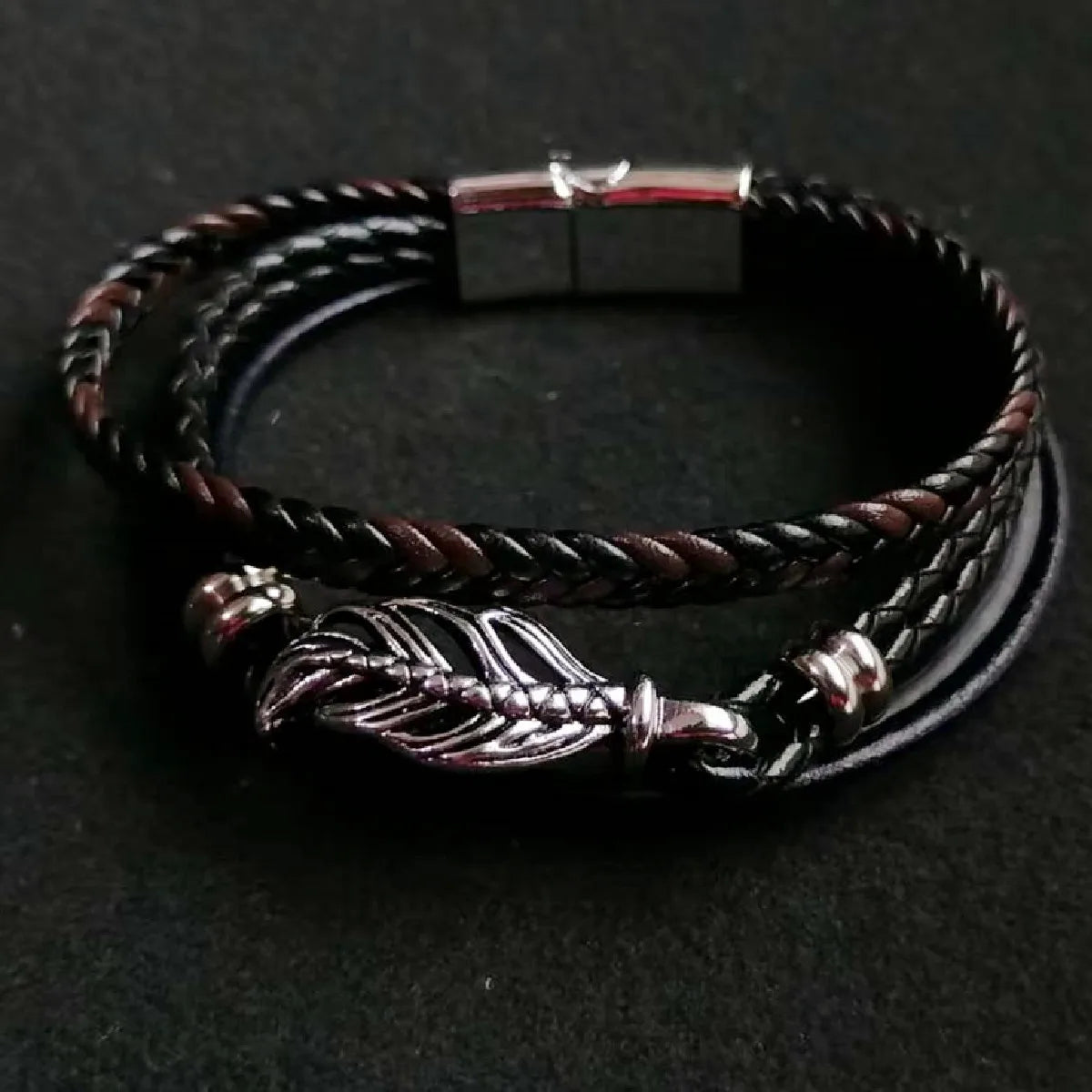 Unique Design, Vintage Men Leather Bracelet 21 cm