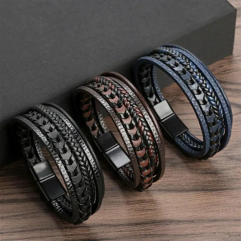 Classic Hand-Woven Leather Men Bracelets
