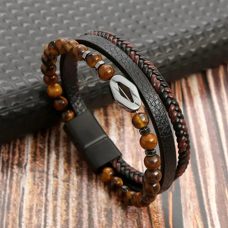 Classic Hand-Woven Leather Men Bracelets