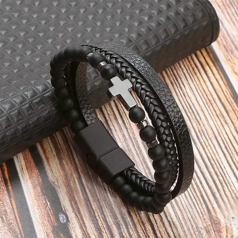 Classic Hand-Woven Leather Men Bracelets