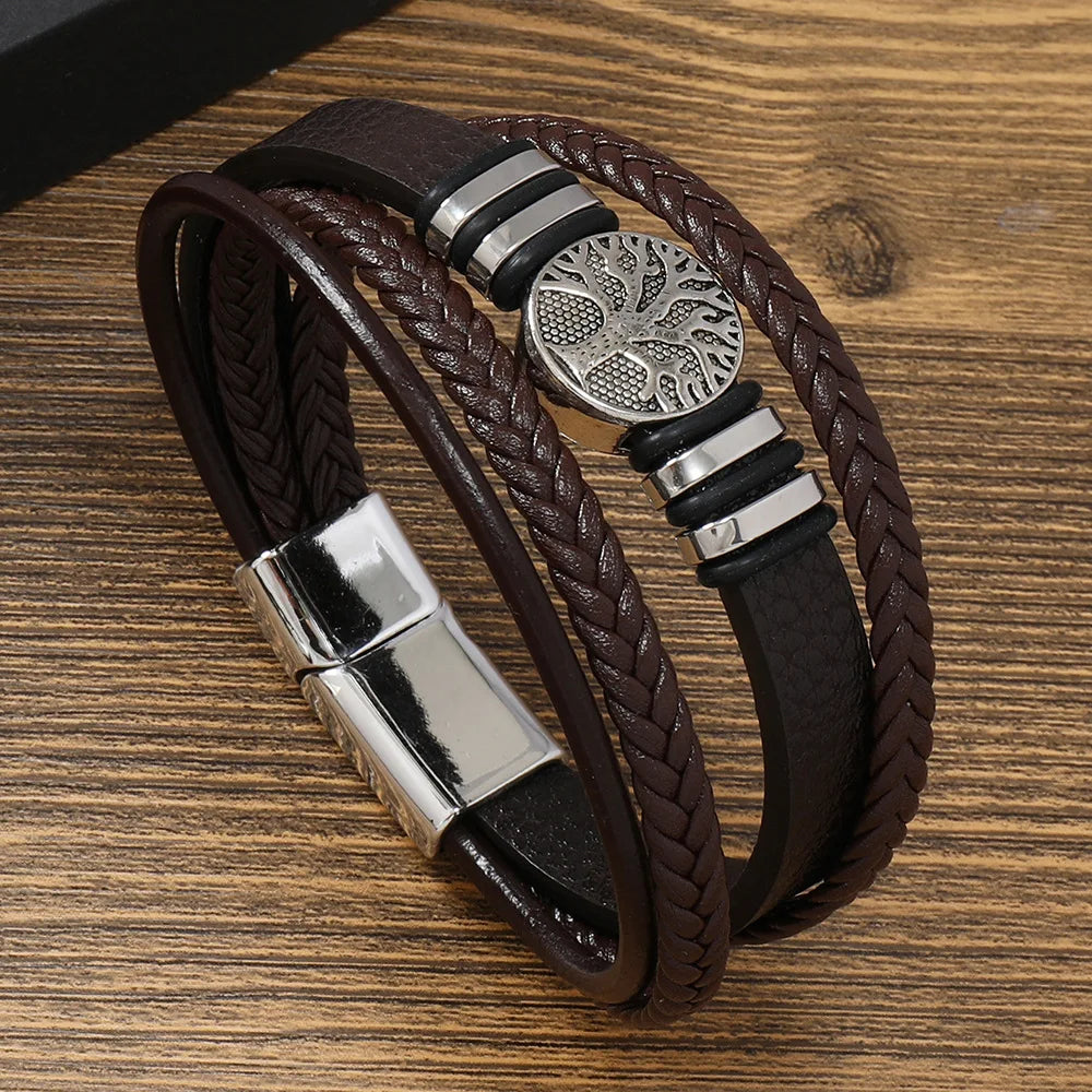 Unique Design, Vintage Men Leather Bracelet 21 cm
