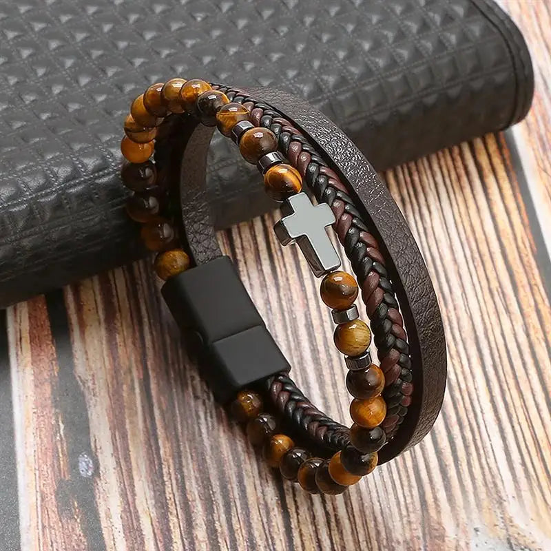 Classic Hand-Woven Leather Men Bracelets