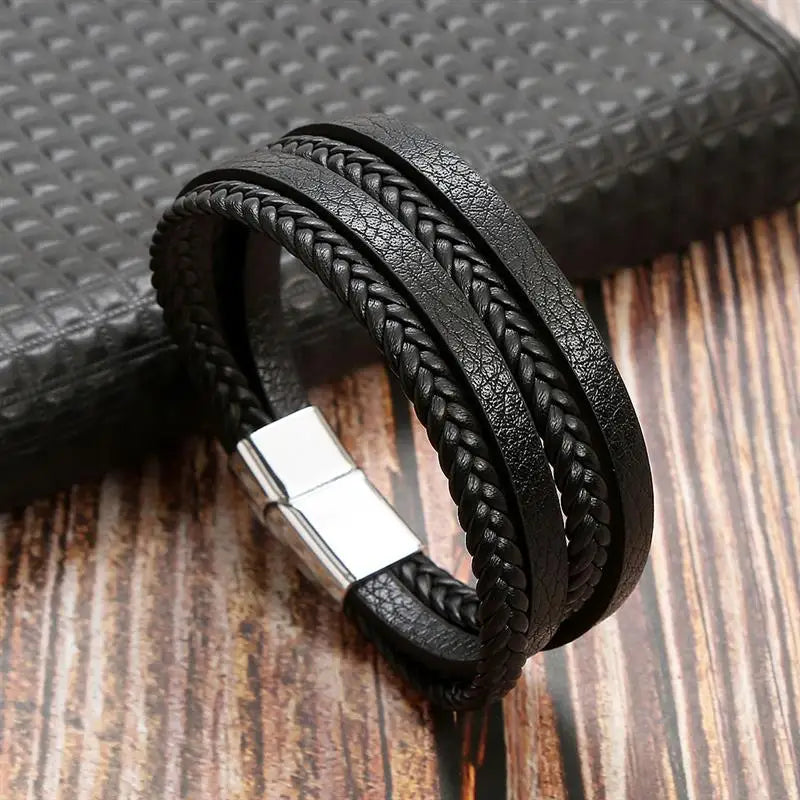 Classic Hand-Woven Leather Men Bracelets