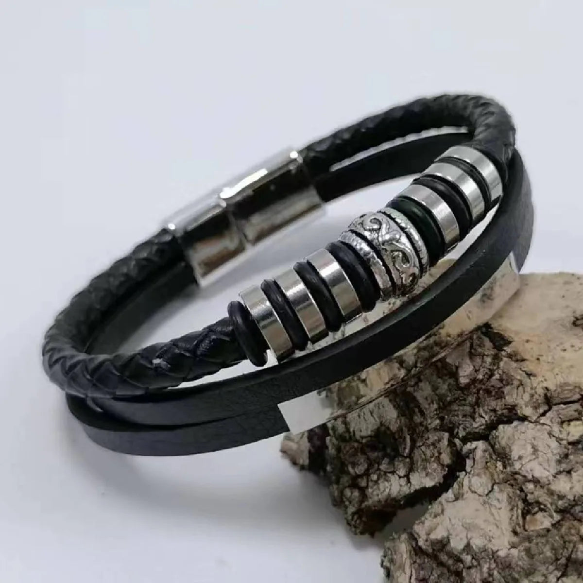 Unique Design, Vintage Men Leather Bracelet 21 cm