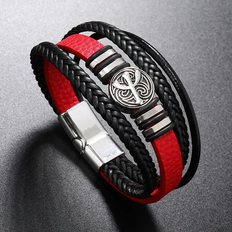 Unique Design, Vintage Men Leather Bracelet 21 cm