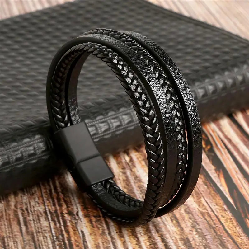 Classic Hand-Woven Leather Men Bracelets