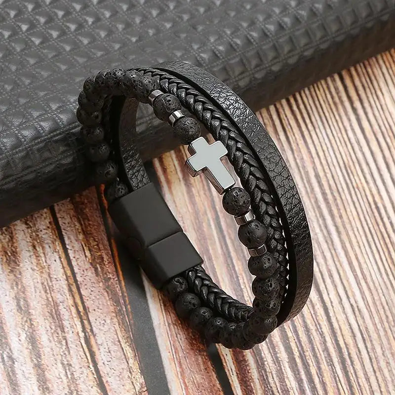 Classic Hand-Woven Leather Men Bracelets