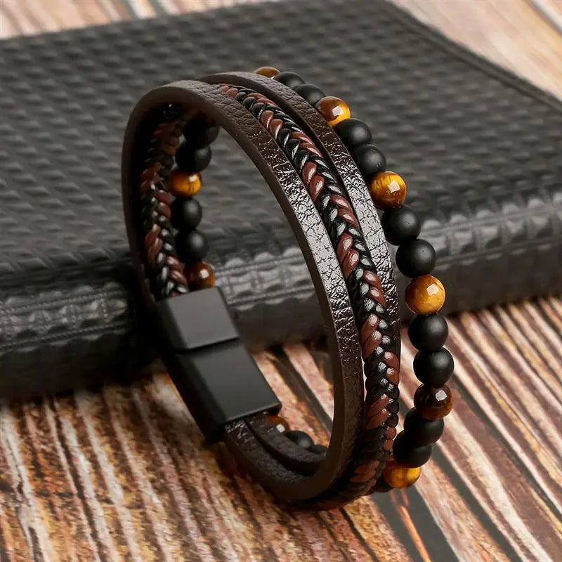 Classic Hand-Woven Leather Men Bracelets