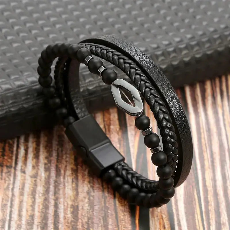 Classic Hand-Woven Leather Men Bracelets