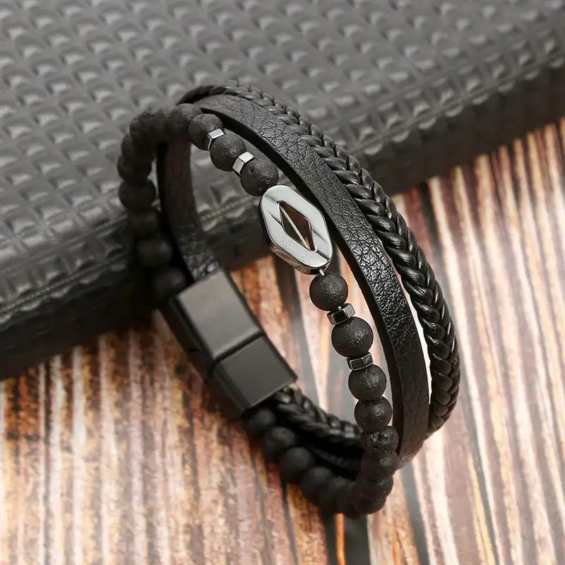 Classic Hand-Woven Leather Men Bracelets