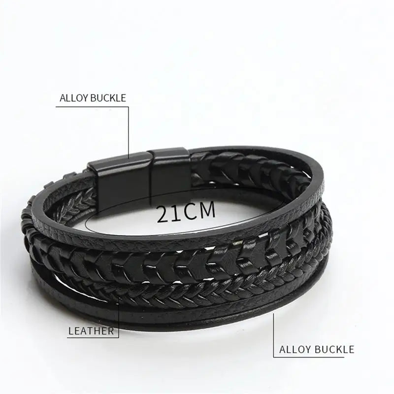 Classic Hand-Woven Leather Men Bracelets